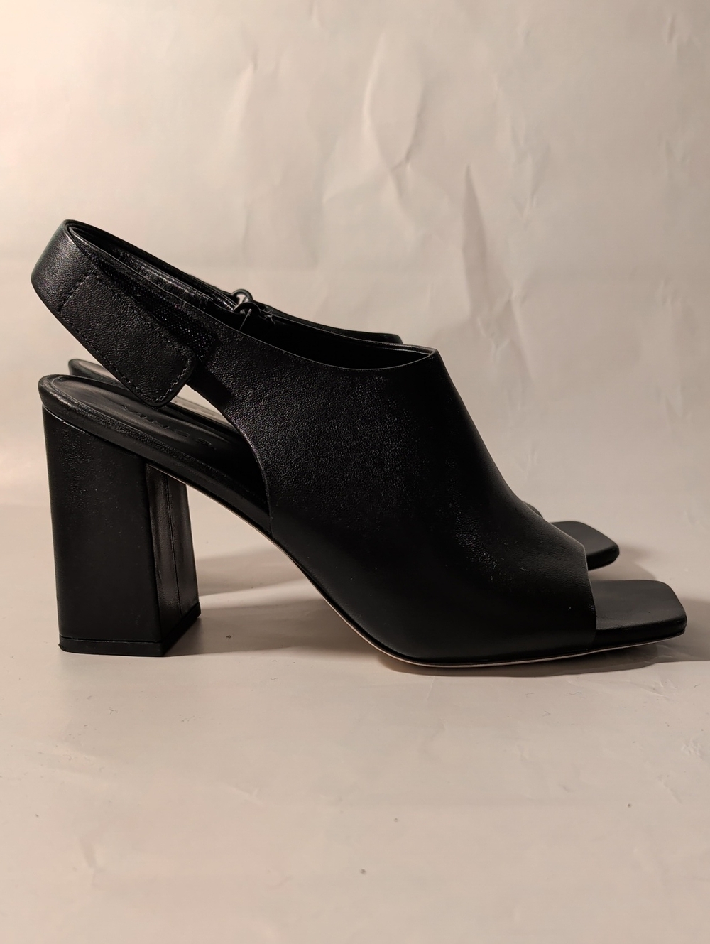Vince Black Peep-Toe Block Heel Slingback Sandals
